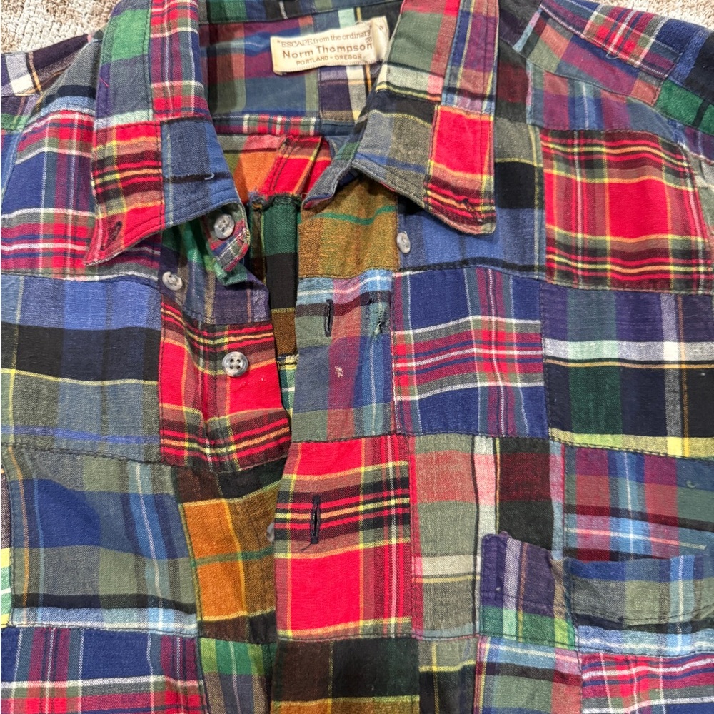 Norm Thompson Men's Multicolor Plaid Button Down Shirt - Picture 3 of 5